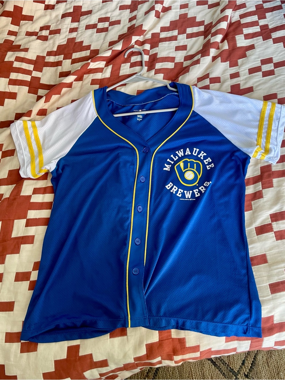 Milwaukee Brewers button down mesh baseball jersey - youth XL